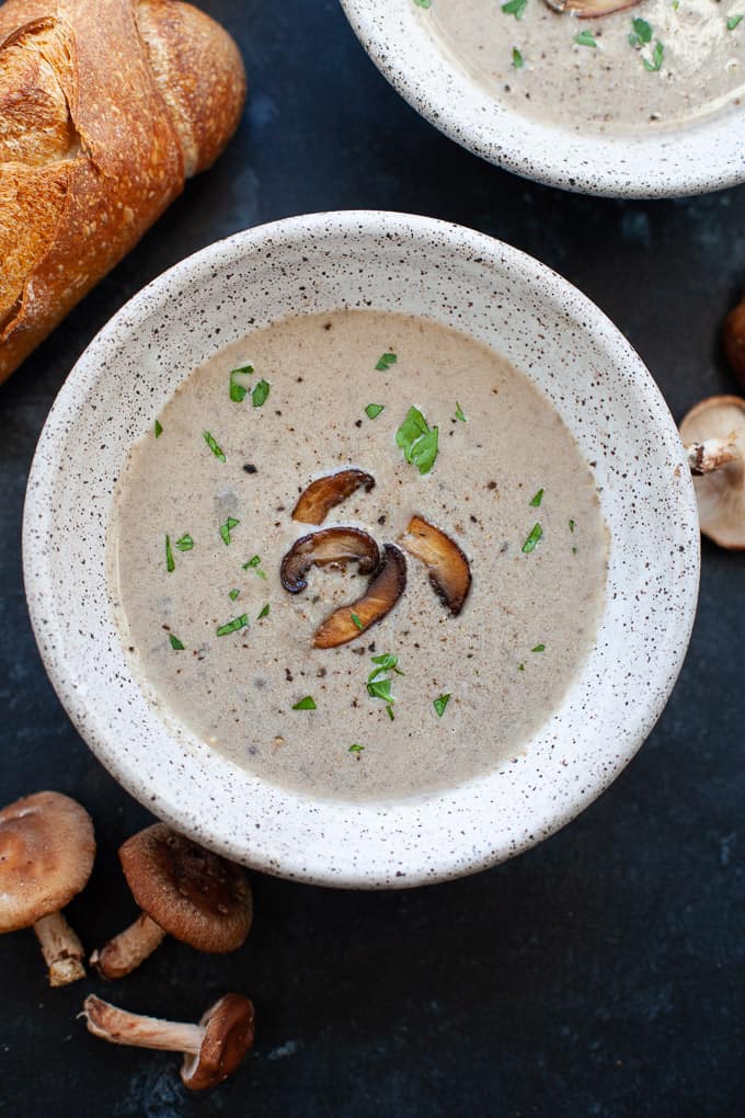 Perfect for the holidays or wintertime, this Instant Pot Cream of Mushroom Soup, is creamy, savory and full of umami! #soup #mushroom #InstantPot