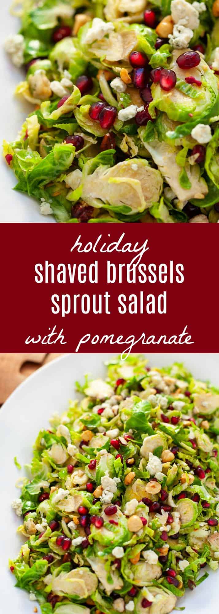 Looking for a festive salad to serve up this holiday season? You and your guests will love my easy and delicious shaved Brussels sprout salad with pomegranate with a citrus vinaigrette. #holiday #salad