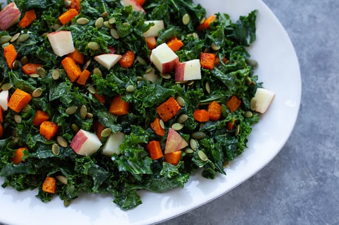 Winter Kale Salad with Kefir Dressing