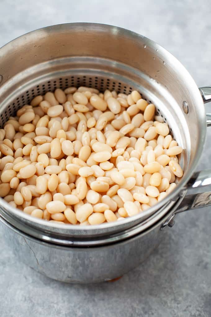 soaked white beans. in large soup pot. drained. 