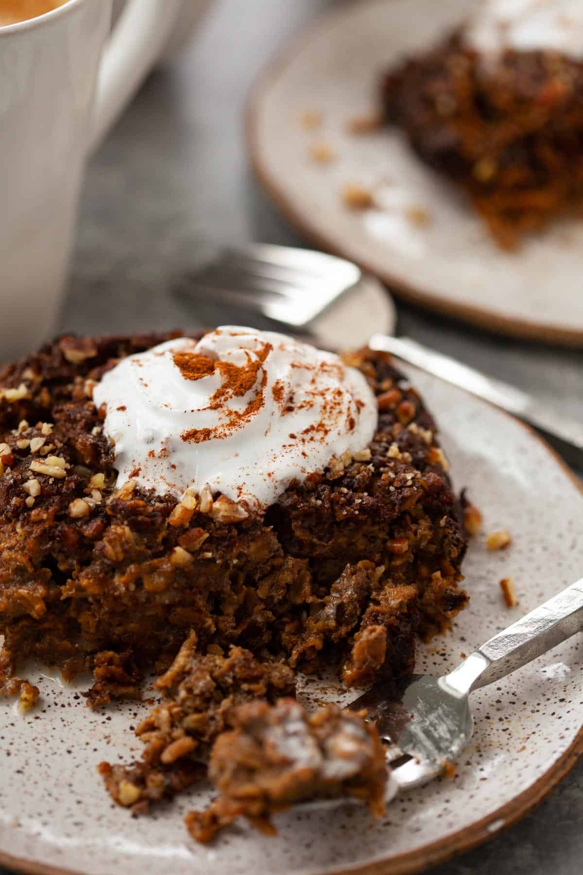 gingerbread baked oatmeal with whipped topping
