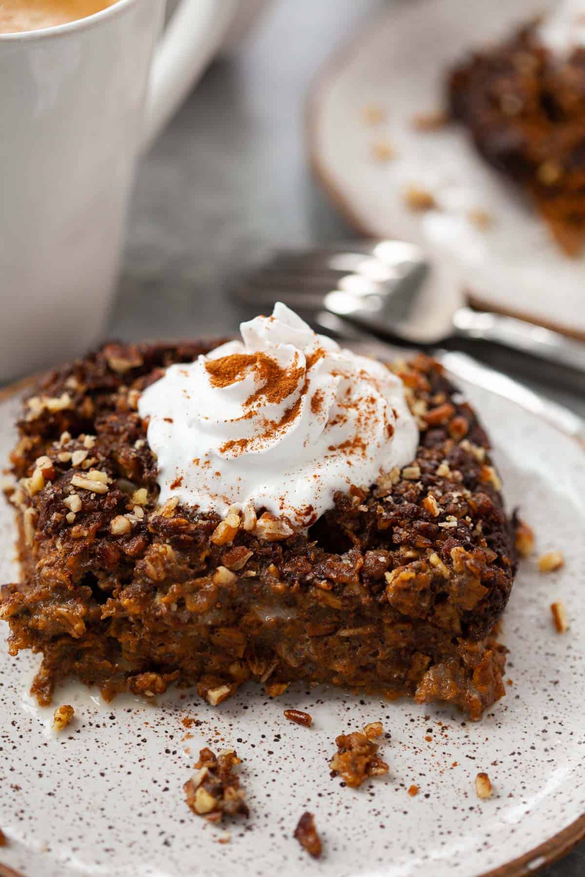 gingerbread baked oatmeal with whipped topping