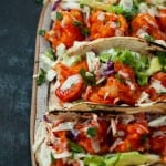 buffalo cauliflower tacos with ranch slaw