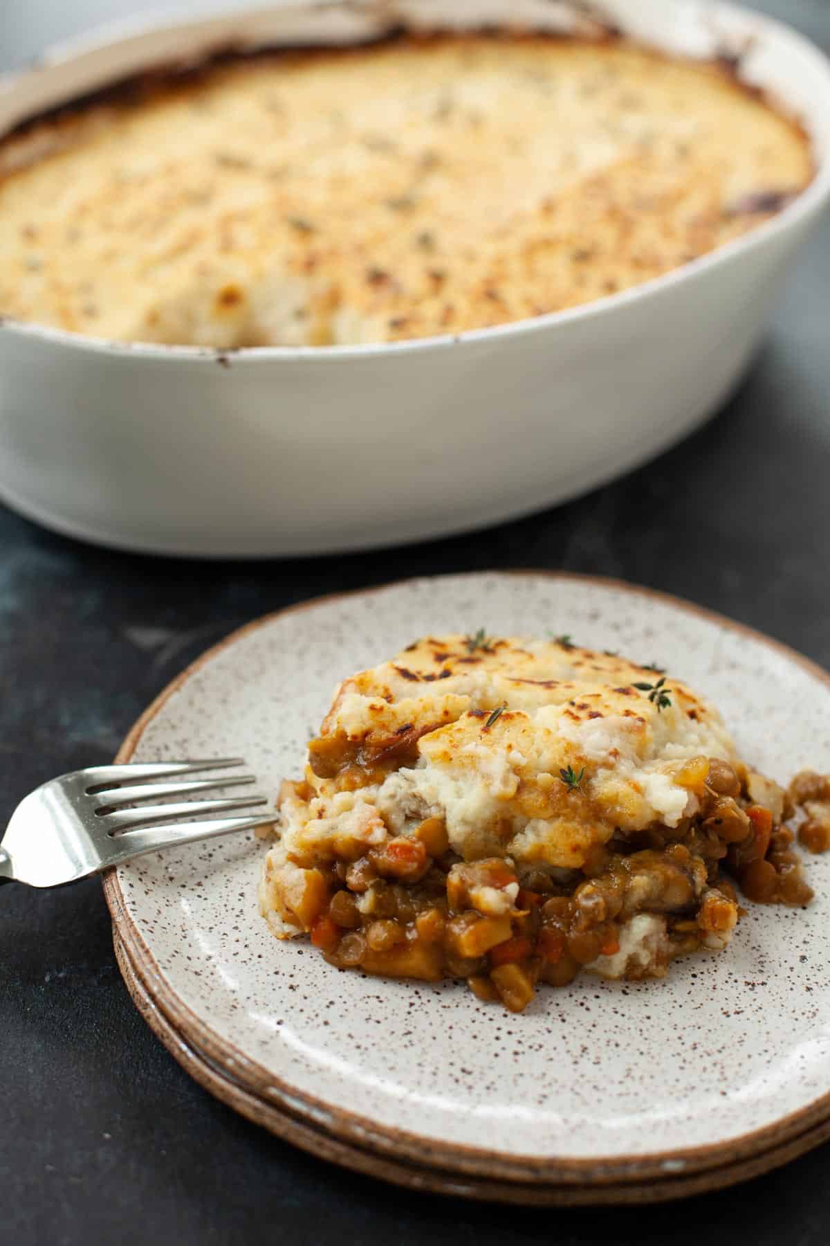 lentil Shepherd's Pie with mashed cauliflower