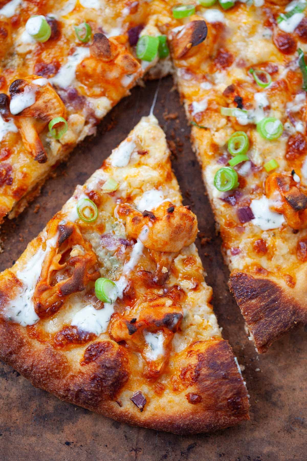 Slice of buffalo cauliflower pizza