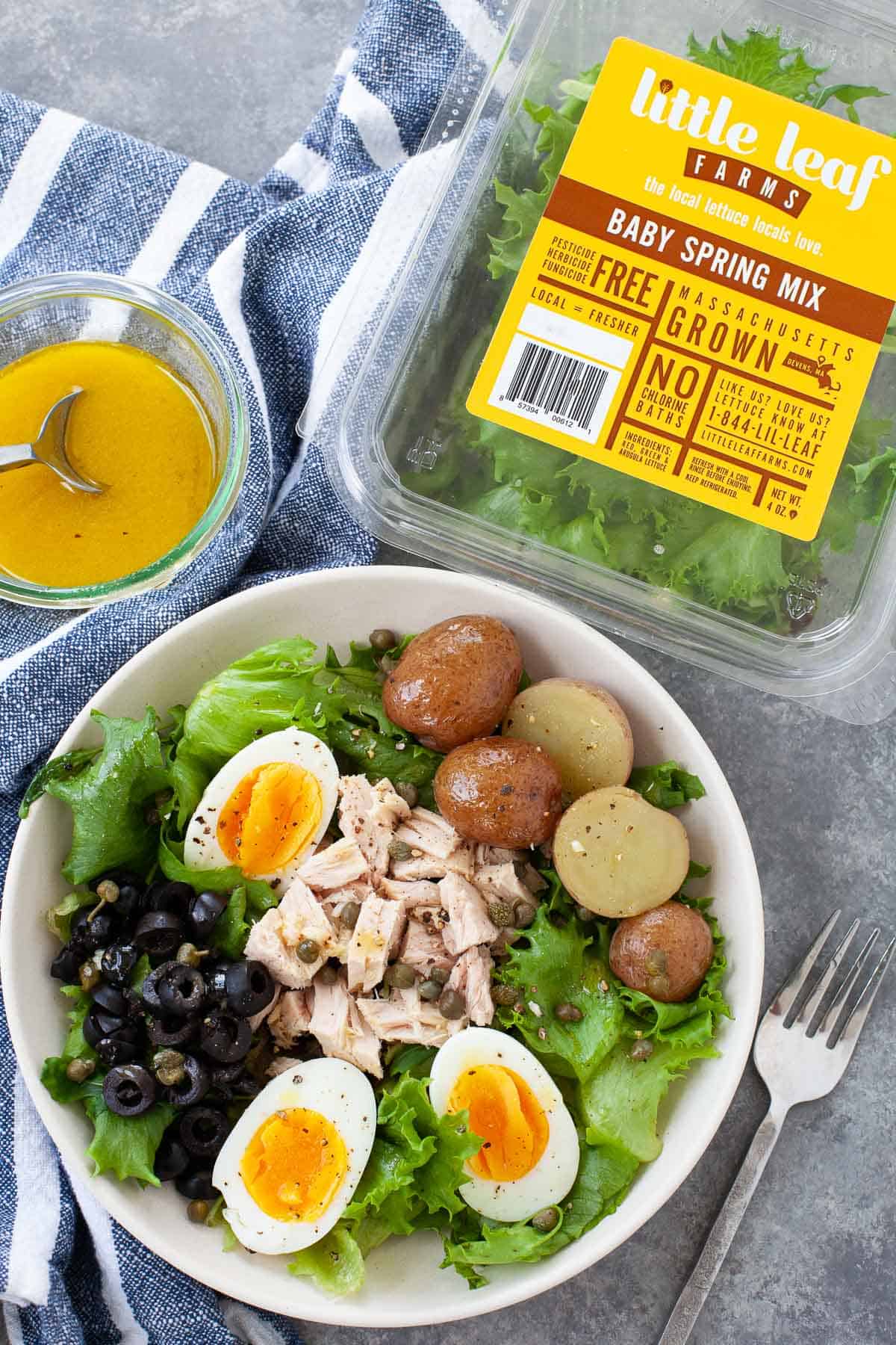 Niçoise Salad made with Little Leaf Farms baby spring mix