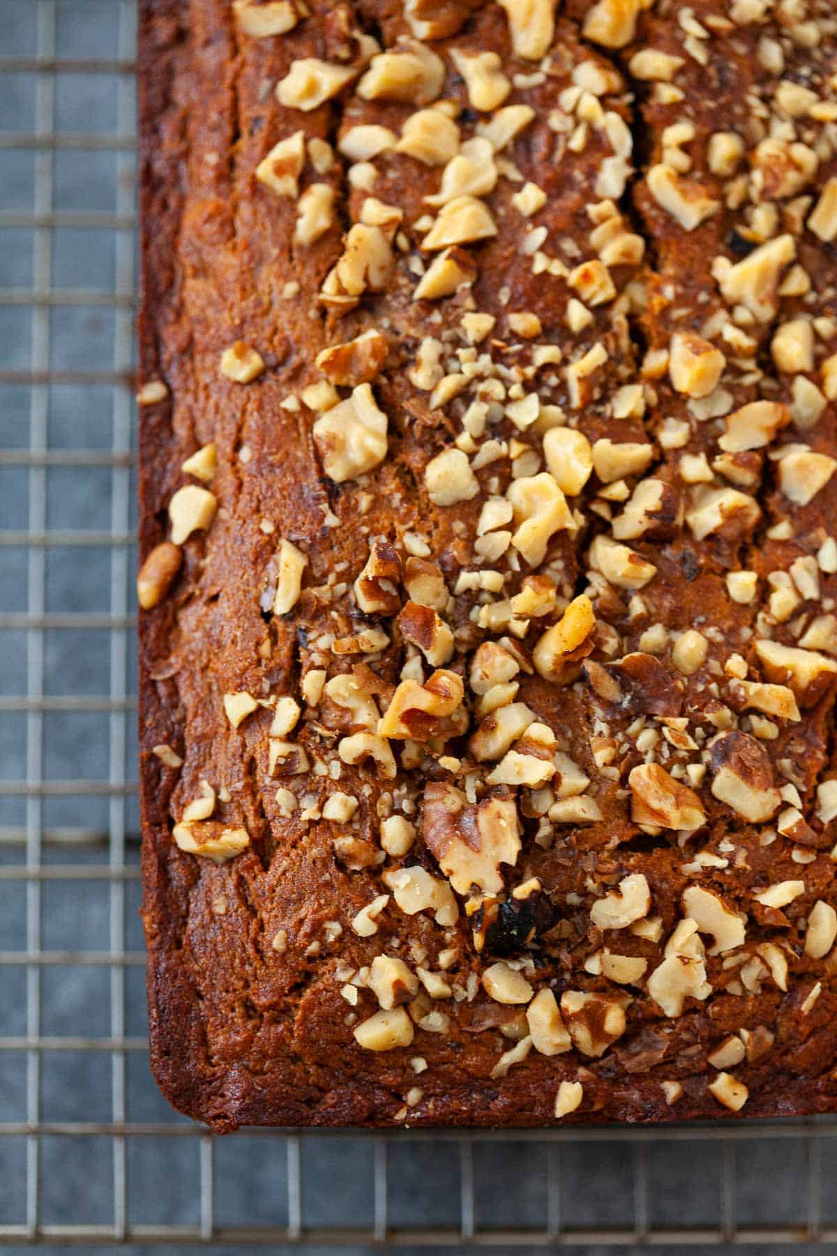 Whole Wheat Butternut Squash Banana Bread placed on a cooling rack
