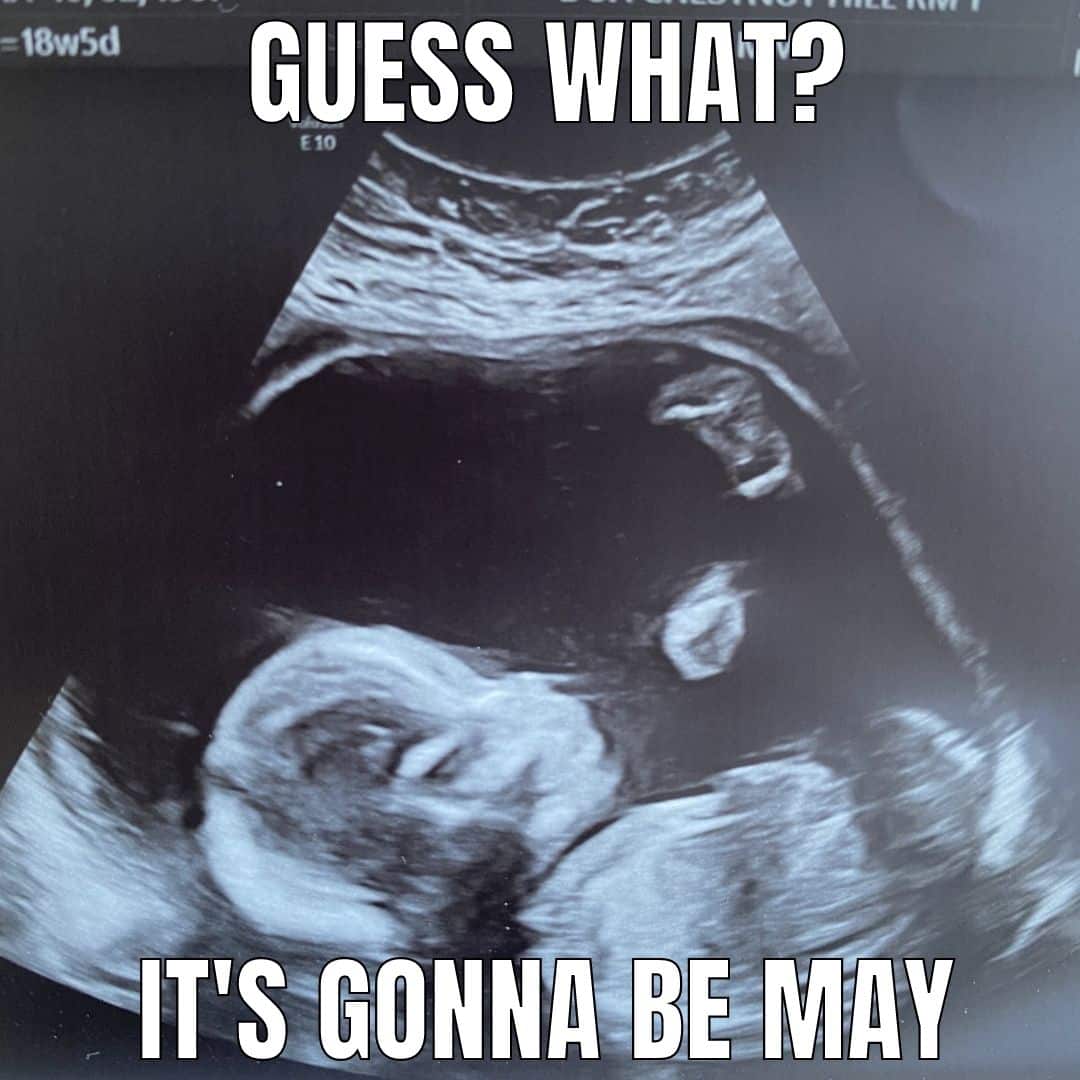 meme of baby announcement it's gonna be may