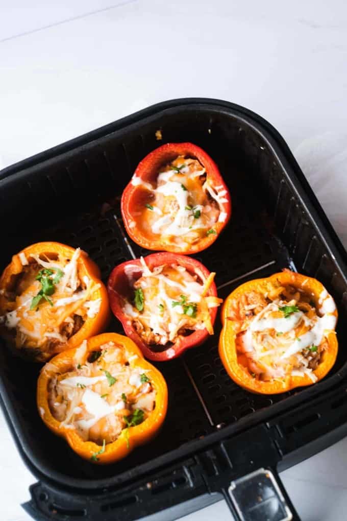 stuffed bell peppers in air fryer basket