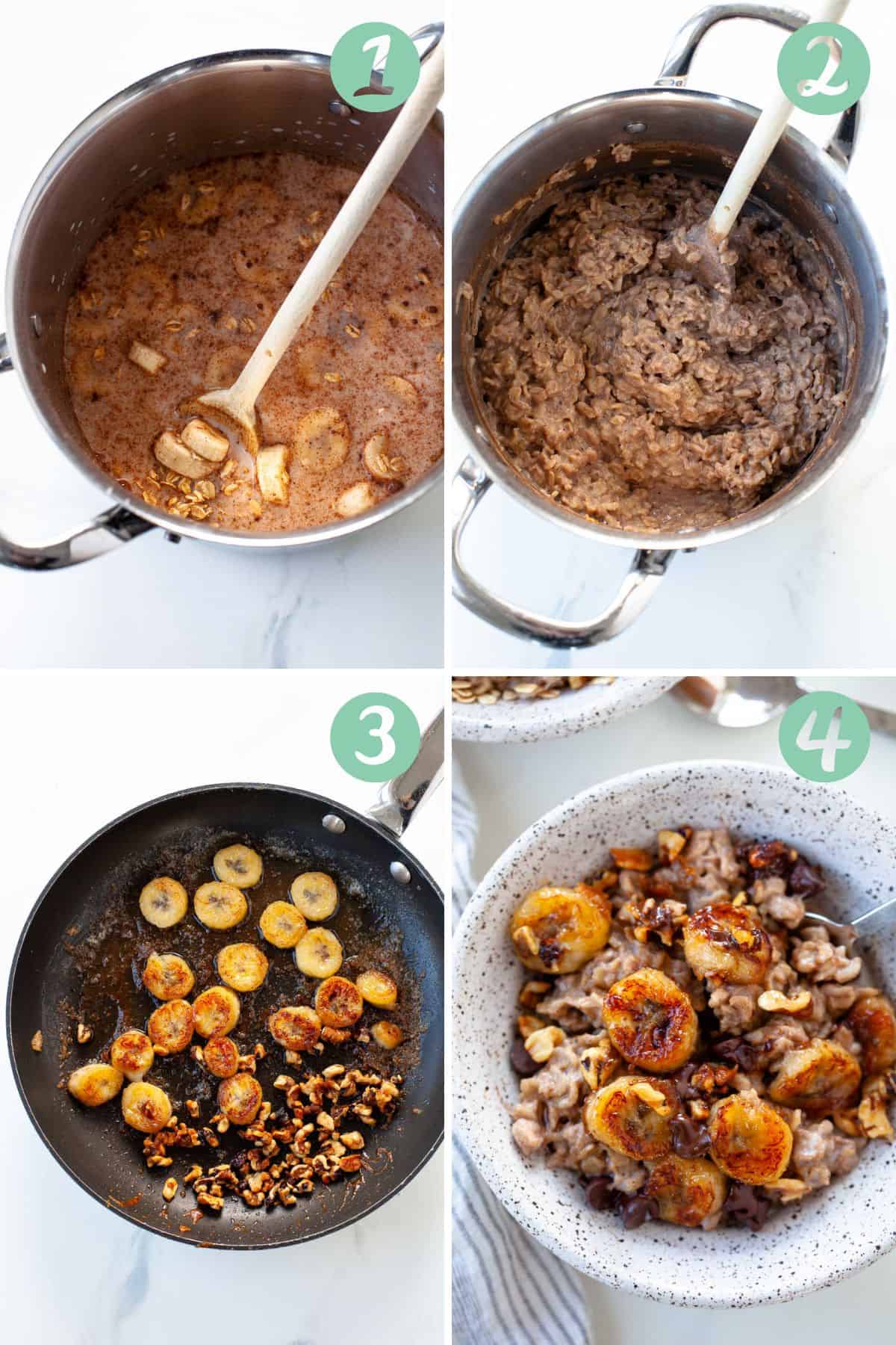 step by step graphic to make banana bread oatmeal recipe