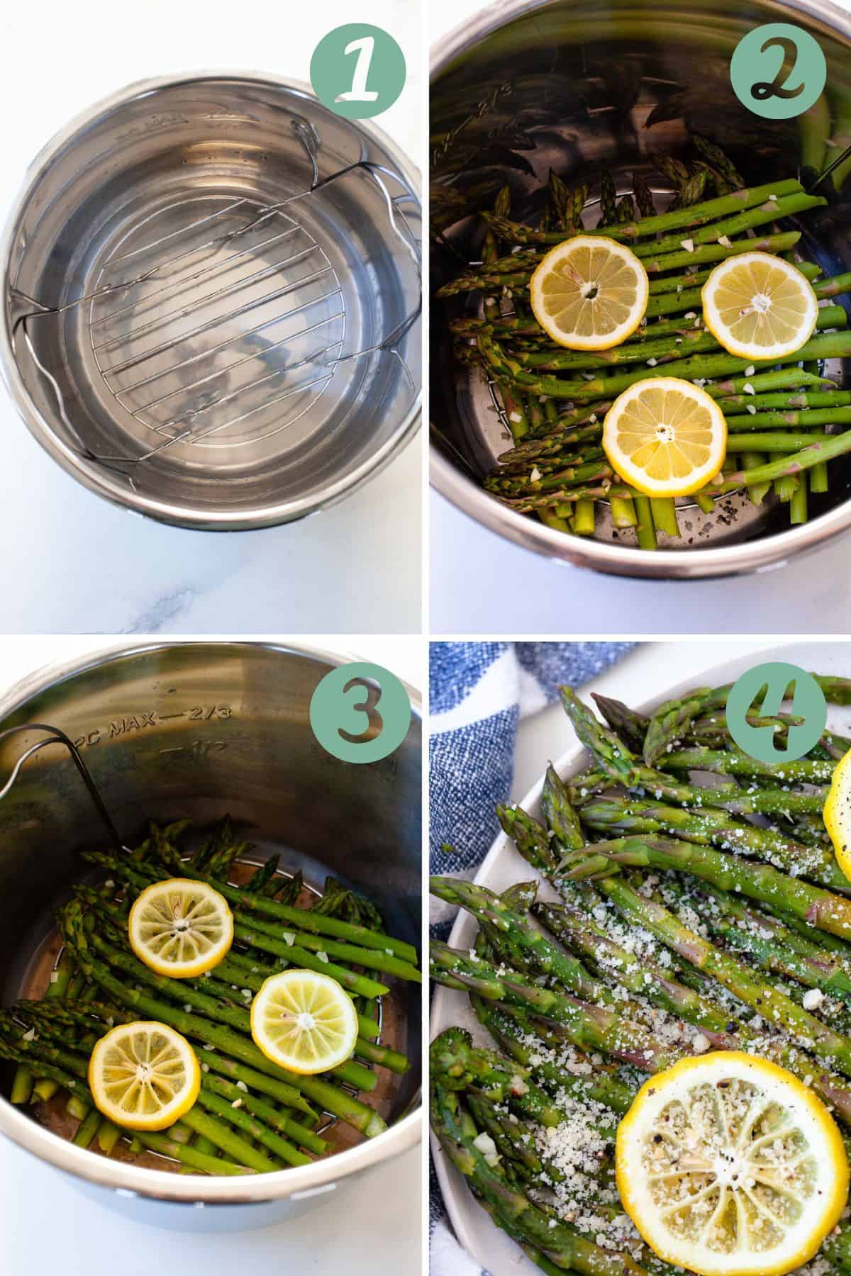 step by step tutorial on how to make instant pot asparagus