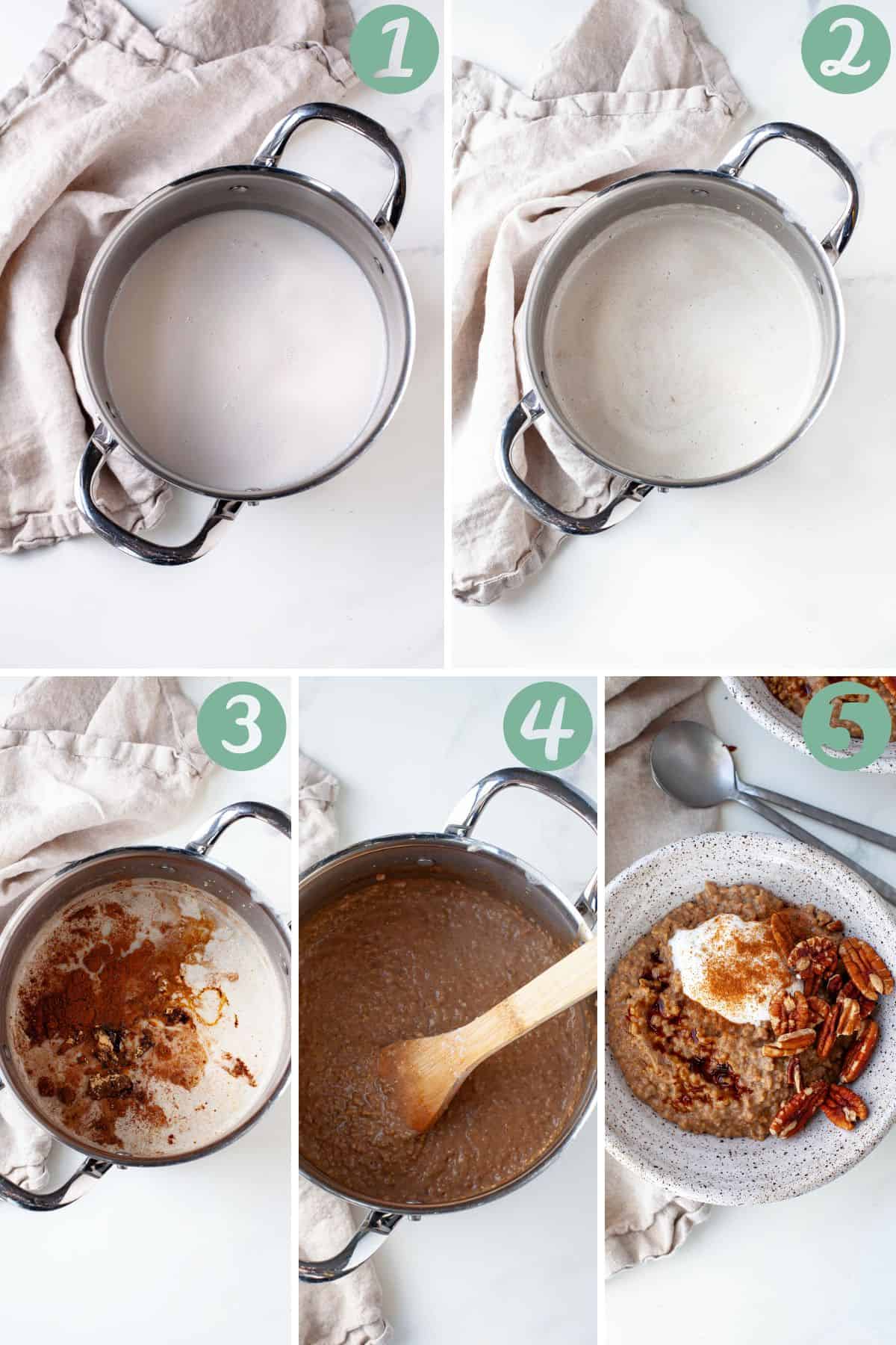 step by step graphic of how to make Gingerbread Oatmeal