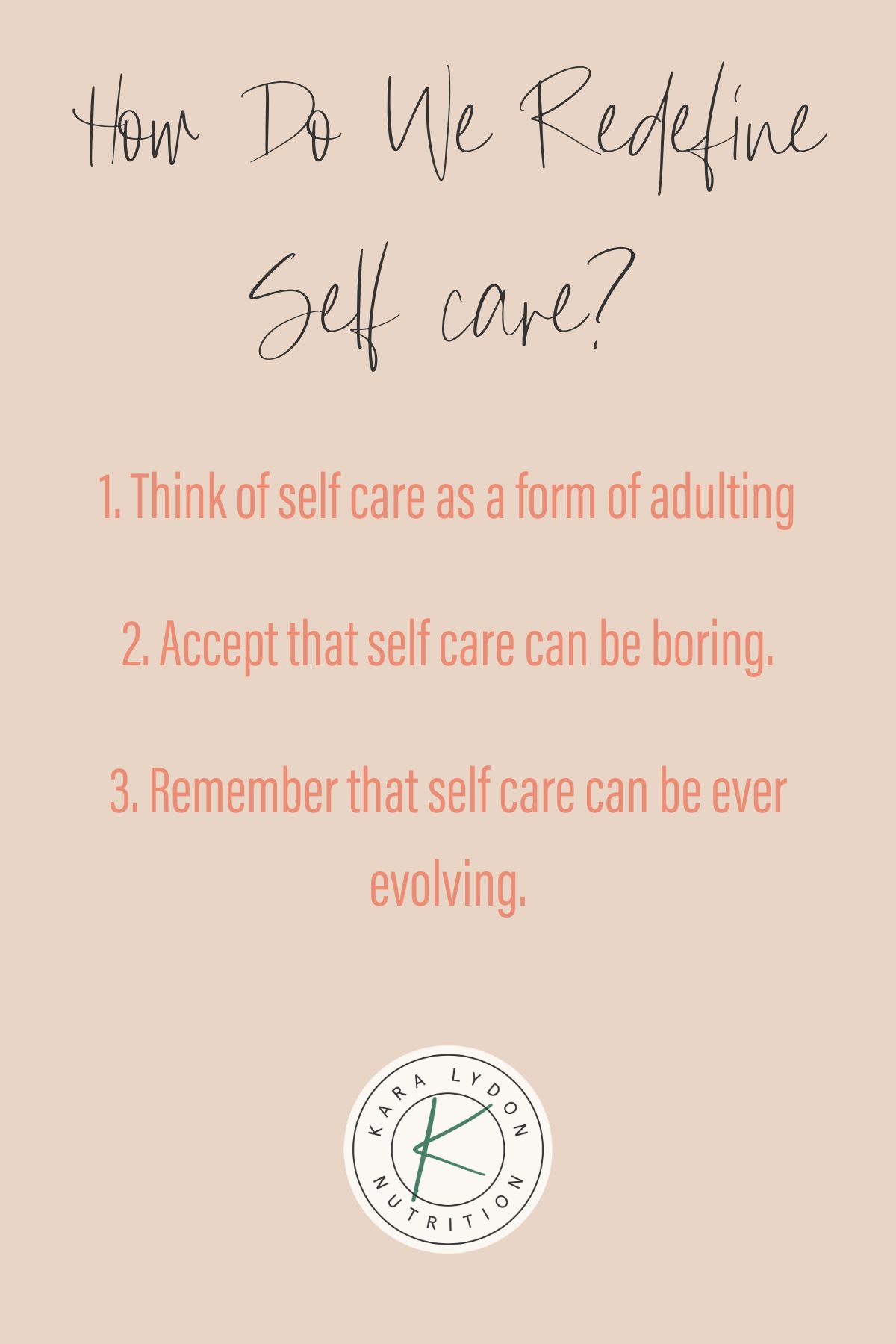 Graphic listing 3 tips for redefining self care